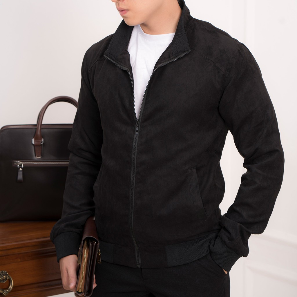 Áo khoác bomber nam chất da lộn Kojiba 2 lớp cao cấp