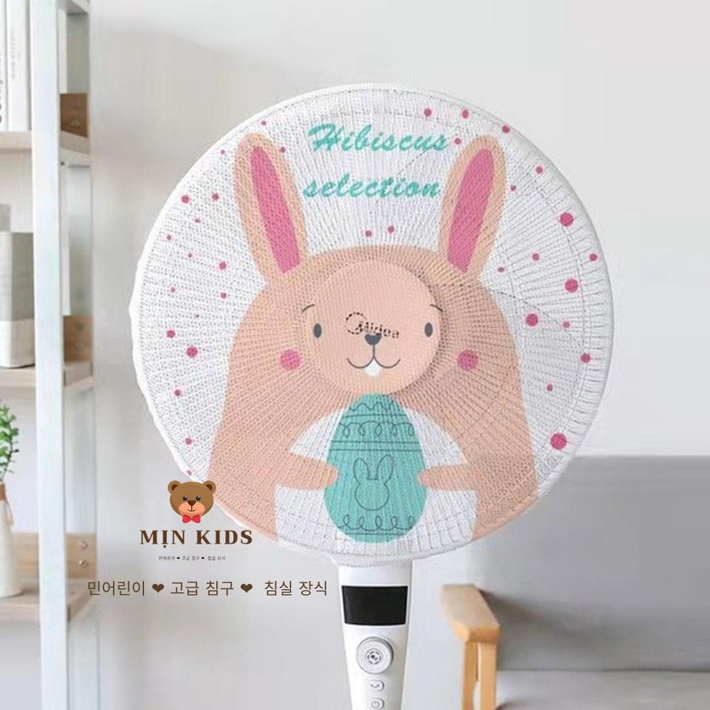 Lưới bọc quạt an toàn cho bé MỊN KIDS, bọc quạt an toàn họa tiết dễ thương bảo vệ cho bé