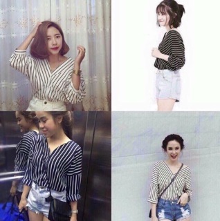 Sơ mi kẻ cổ chữ V