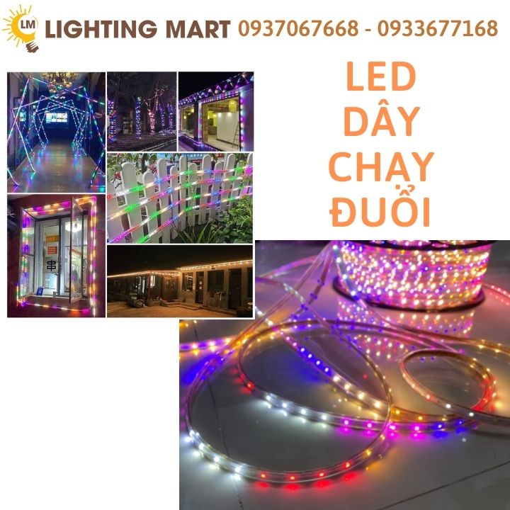 Dây led 1 hàng led hiệu ứng chạy đuổi 220V (chưa gồm nguồn) (Đơn giá/1 mét) - dây led chống nước