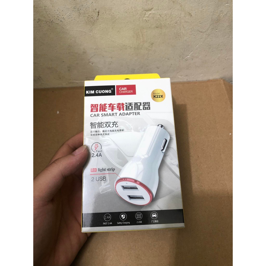 Tẩu Sạc Nhanh Oto Kim Cương K22X- 2USB 2.4A Chính Hãng - Bảo hành 12 tháng