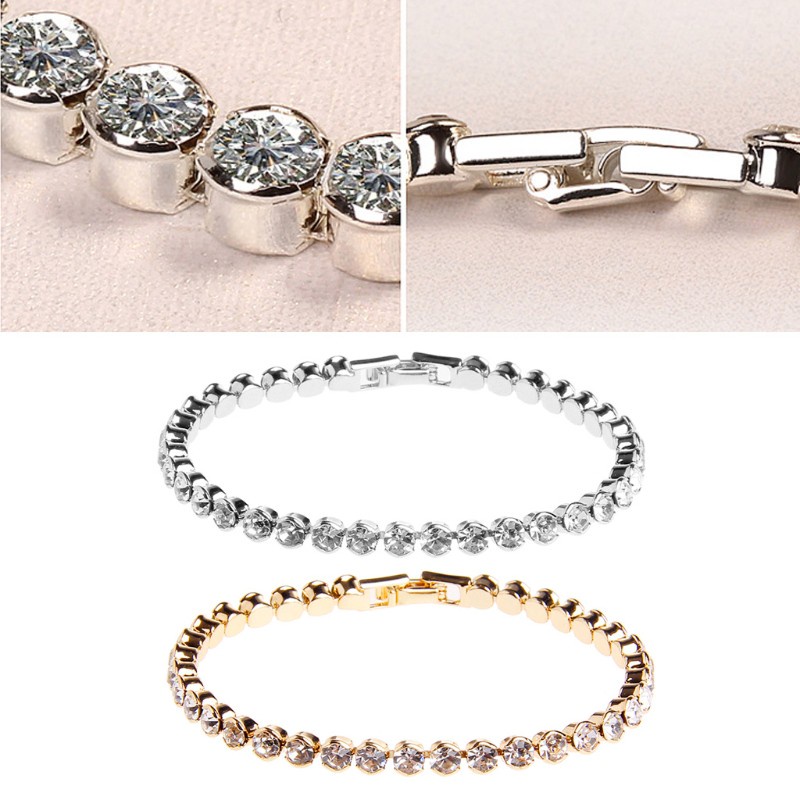 Vòng tay đính đá zircon lấp lánh thời trang tùy chọn màu sắc dành cho nữ