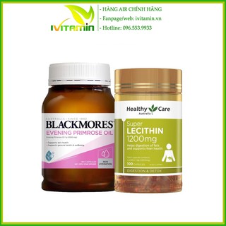 Combo mầm đậu nành super Lecithin Healthy Care 100v và Tinh dầu hoa anh thảo Blackmores Evening Primrose Oil Úc 190v