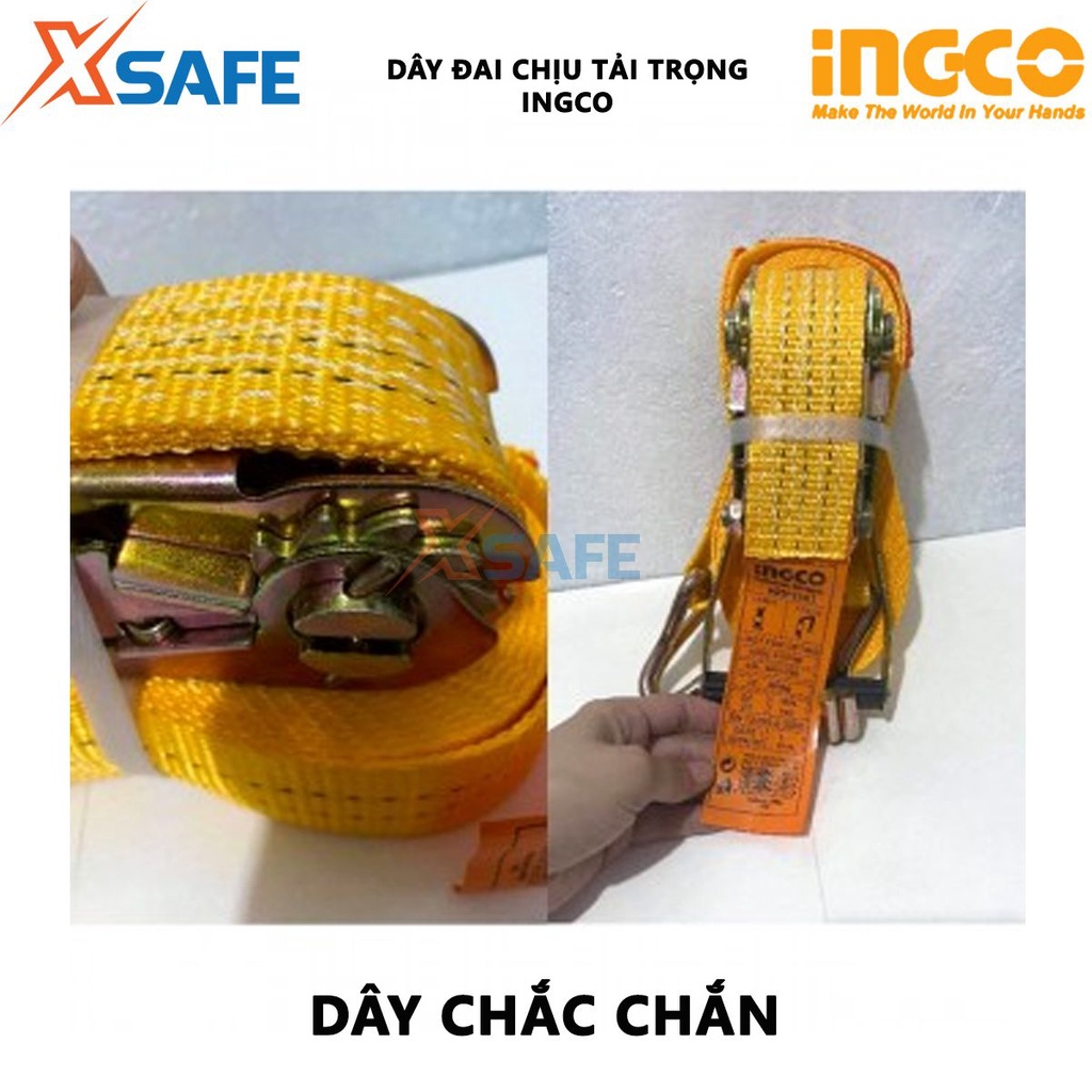 Dây đai chịu tải trọng INGCO Dây dai 6M sức tải 1.5-3 tấn, chiều dài 6-10M, dày dặn, dễ bám chặt, chịu lực tốt - [XSAFE]