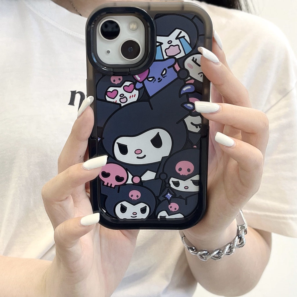 Ốp Điện Thoại Hình Kuromi and Kirby Dễ Thương Có Giá Đỡ Cho Iphone