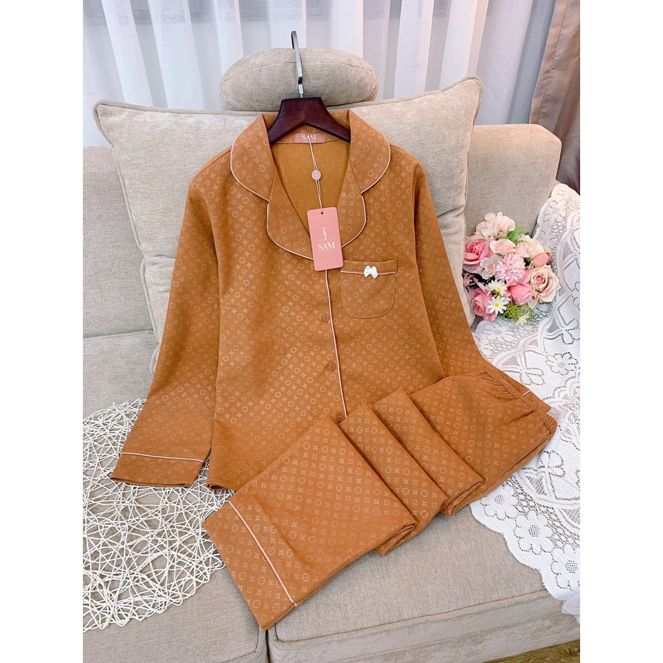Bộ đồ Nhung tăm Pijama mặc nhà SAM cao cấp họa tiết chìm độc đáo đơn giản, dễ mặc, màu sắc nổi bật tôn da | BigBuy360 - bigbuy360.vn