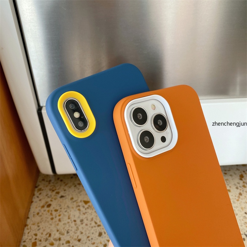 Ốp Điện Thoại Màu Trơn 3 Trong 1 Cho iPhone 13 12 mini 11 Pro Max 6 7 8 plus X