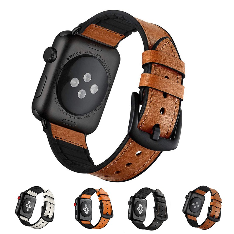 Dây Đeo Bằng Da Thật Mềm Cho Đồng Hồ Thông Minh Apple Watch Series 6 / Se / 5 / 4 / 3 / 2 / 1 Kích Thước 38mm 40mm 42mm 44mm