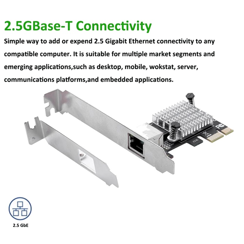 Card Mạng Gigabit PCIEx1 2.5G Kèm 1 Cổng 2500Mbps PCIe 2.5Gb RJ45 LAN Thẻ