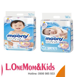BỘ 2 GÓI TÃ DÁN/TÃ QUẦN MOONY ĐỦ SIZE NB90/S84/M64/L54/XL44/M58/L44/XL38/XXL26