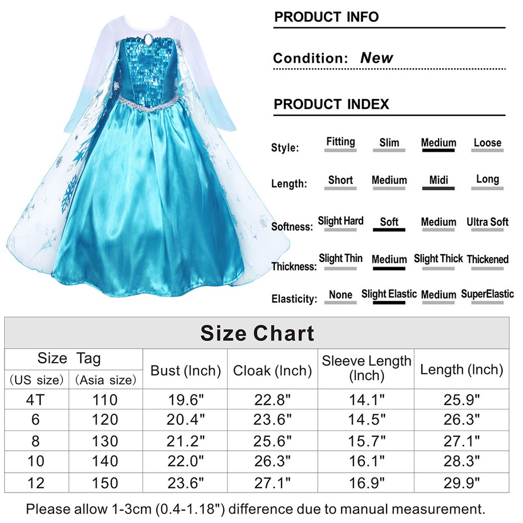 Đầm công chúa Elsa phong cách Âu Mỹ lãng mạn tùy chọn màu sắc dành cho bé gái