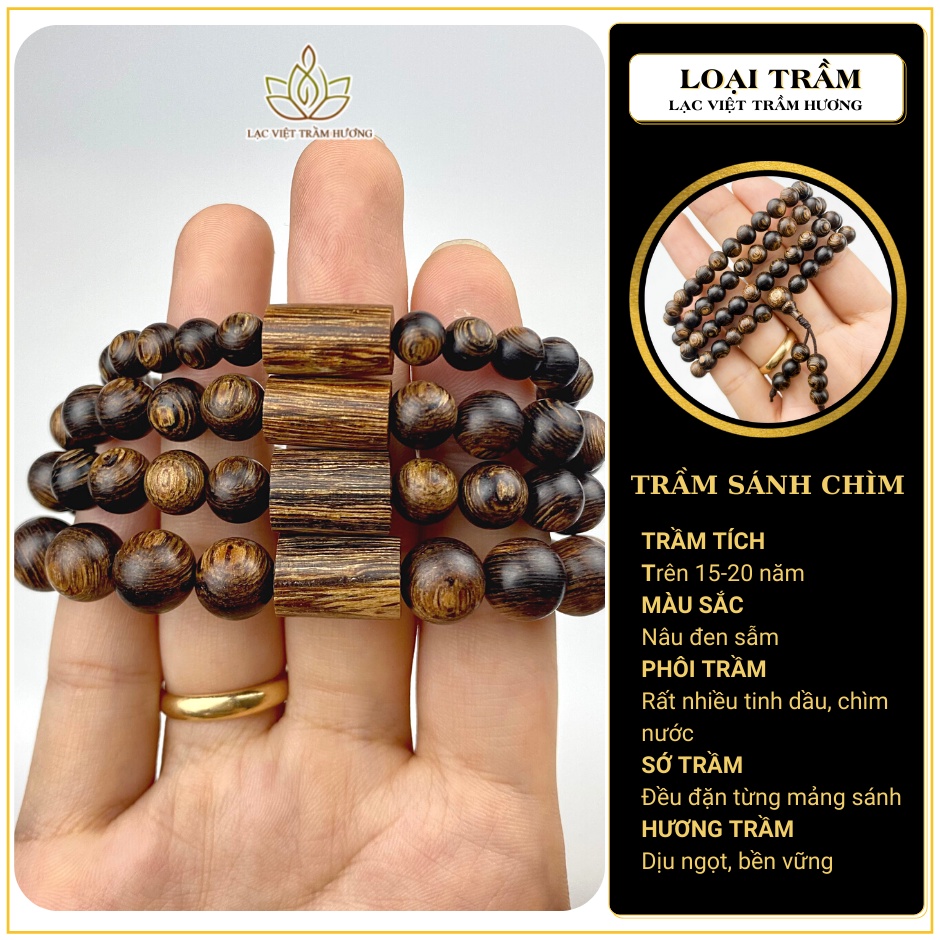 Vòng Tay Trầm Hương cho Nữ và Nam Hạt Tròn mix Đốt Trúc Sánh Chìm Tự Nhiên Cao Cấp - Cặp Đôi cầu Sức Mạnh - May Mắn