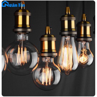 Bộ 5 dây Led đèn thả đuôi đồng trang trí nhà quán cà phê 220V E27 4W Ngân Tin (Kèm 5 bóng Led Edison tròn to)