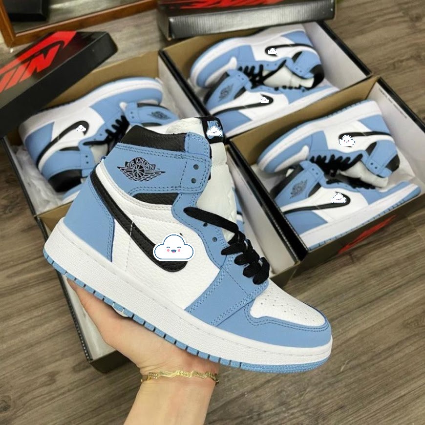 Giày air Jordan high cao cổ xanh dương, Giày Jodan cổ cao các mẫu nam nữ hot nhất tặng full box bill