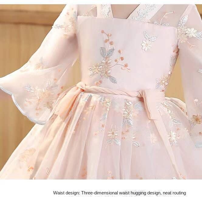 Đầm Hán Phục Mỏng Thêu Họa Tiết Phong Cách Trung Hoa Cổ Điển Thời Trang Mùa Hè Xinh Xắn Cho Bé Gái