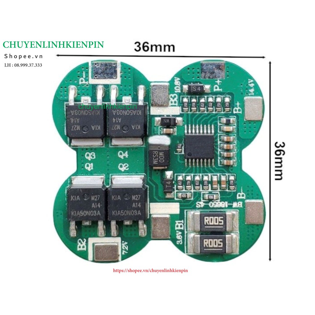 Mạch 4S 14V - 20A bảo vệ pin Li-ion 3.7V ( BL64_41 )