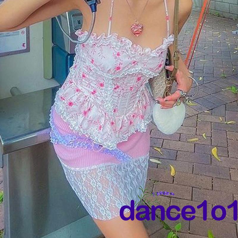 Áo Hai Dây Múa1O1-Y2K Esthetische Fairycore Franje Cho Nữ