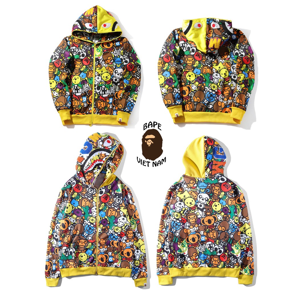 [ODER + FREESHIP] Jacket Bape Babymilo Zoo fullzip , Áo khoác Hoodie Bape Cá Ngáo | BigBuy360 - bigbuy360.vn
