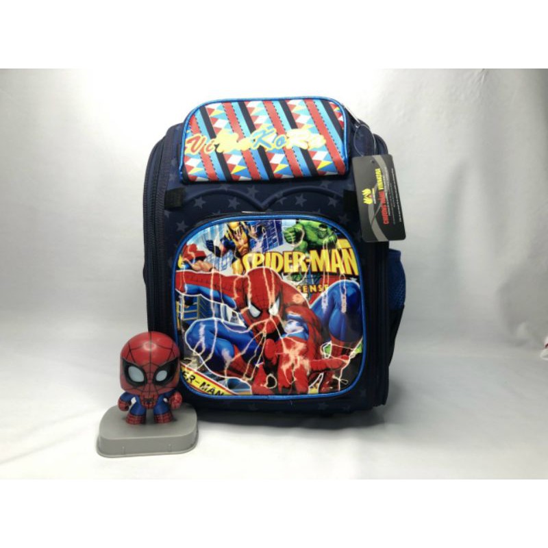 Ba lô - cặp học sinh siêu nhẹ chống gù lưng cho bé trai cấp 1 hình Siêu nhân nhện Spiderman nổi VSTYLE