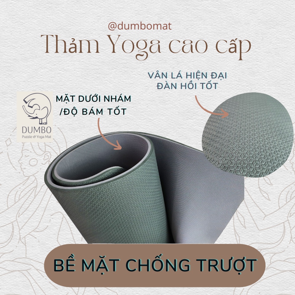 Thảm Tập Yoga Cho Trẻ Em DUMBO MAT [SX TẠI VN] TPE 8mm 1 lớp và 2 Lớp
