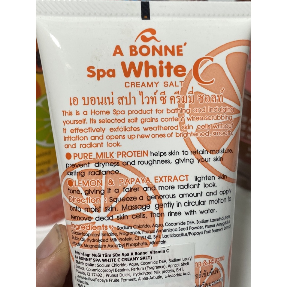 (Chính Hãng-Có tem phụ)(Tuýp)Tuýp Muối Tắm Sữa bò,cafeTẩy Tế Bào Chết,trắng da  A Bonne Thái Lan 350gam