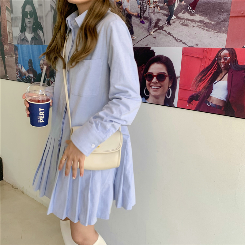 Set Đầm Sơ Mi Tay Dài Xếp Ly + Áo Khoác Blazer Dáng Rộng Kẻ Sọc Ca Rô 41823 | BigBuy360 - bigbuy360.vn