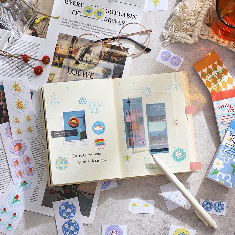 Set 30 tấm hình dán mini họa tiết hoa dễ thương dùng để trang trí sổ tay