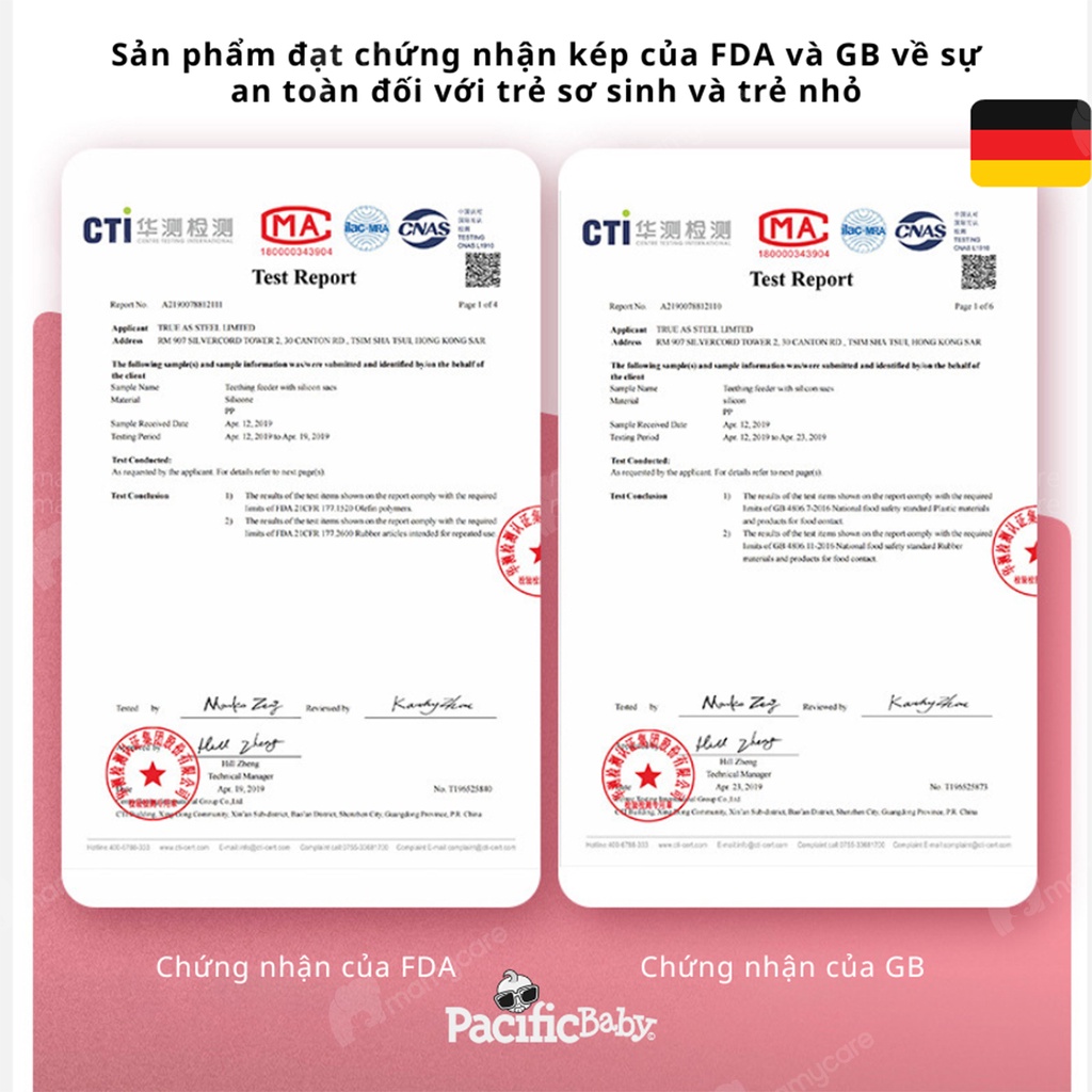 Túi nhai ăn dặm silicon Pacific Baby Germany, túi nhai hoa quả chống hóc an toàn tiện lợi cho bé - MAMYCARE