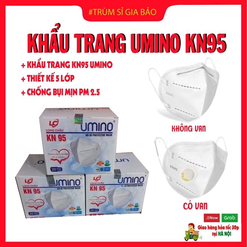 Combo  Khẩu Trang N95 UMINO Không Van Cao cấp Lọc Không Khí Kháng Khuẩn Chống Bụi