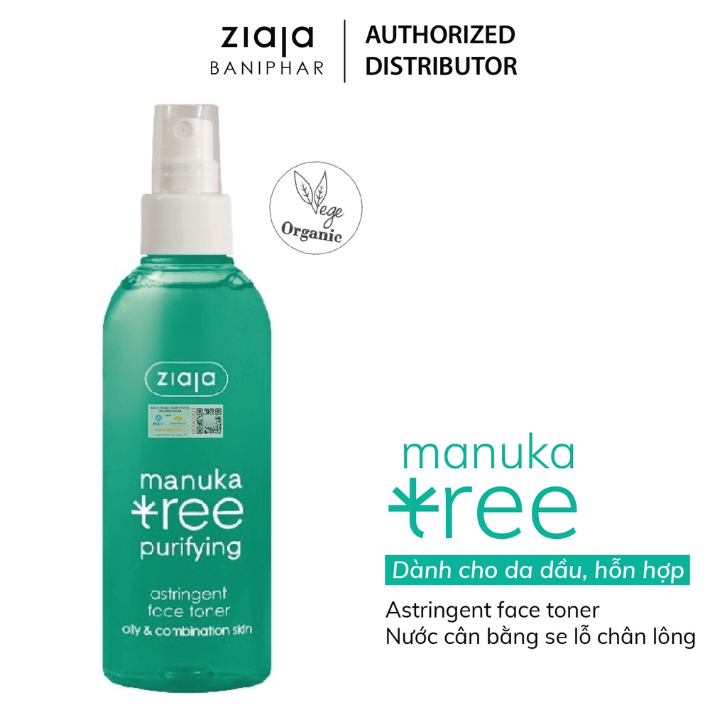 Xịt dưỡng se khít lỗ chân lông Ziaja Manuka Tree Purifying Astringent Face Toner 200ml