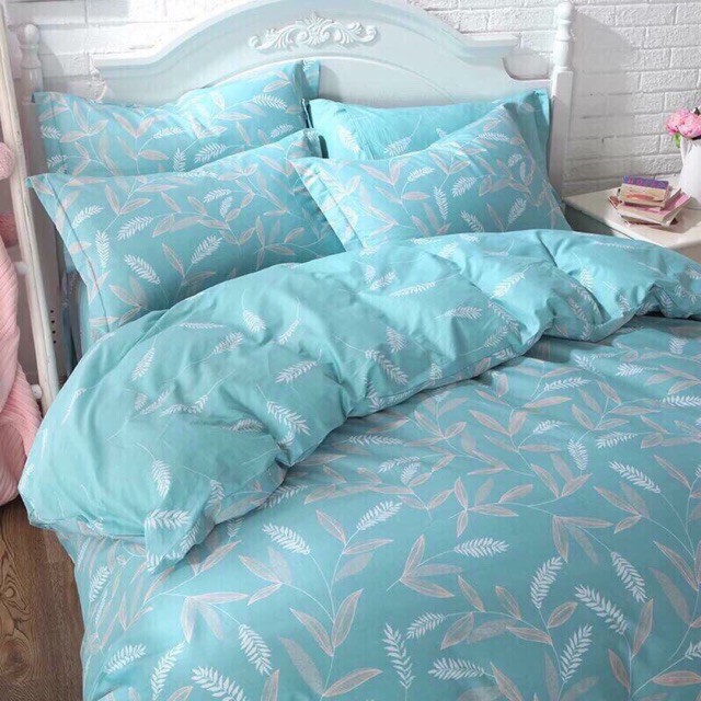Vỏ chăn lồng được ruột bông chất liệu cotton poly 1m9x2m1 nhiều hoạ tiết cho gia đình Mẫu LÁ XANH/ LÁ TRE