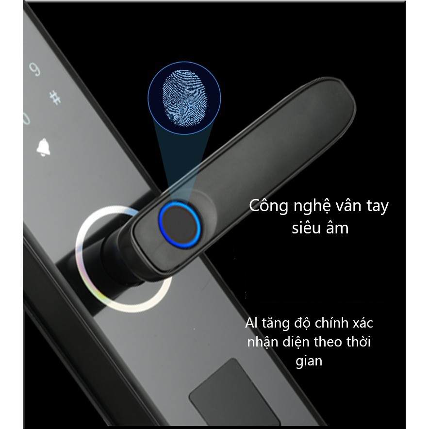 Khoá cửa thông minh smartlock F12 mở khoá bằng vân tay, mật khẩu, chìa khoá, thẻ từ cho hộ gia đình, khách sạn, homestay