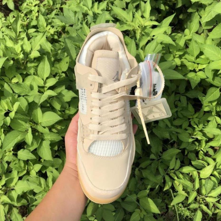 2Giày air jordan 4 retro off white kem , Giày sneaker JD4 màu kem siêu hot mới nhất