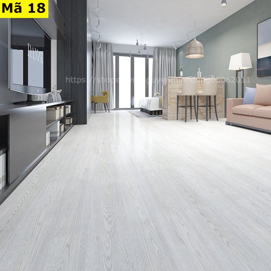 miếng lót sàn giả gỗ loại 1 có sẵn keo dán Vân sần, độ dày đủ 2mm Mã 18