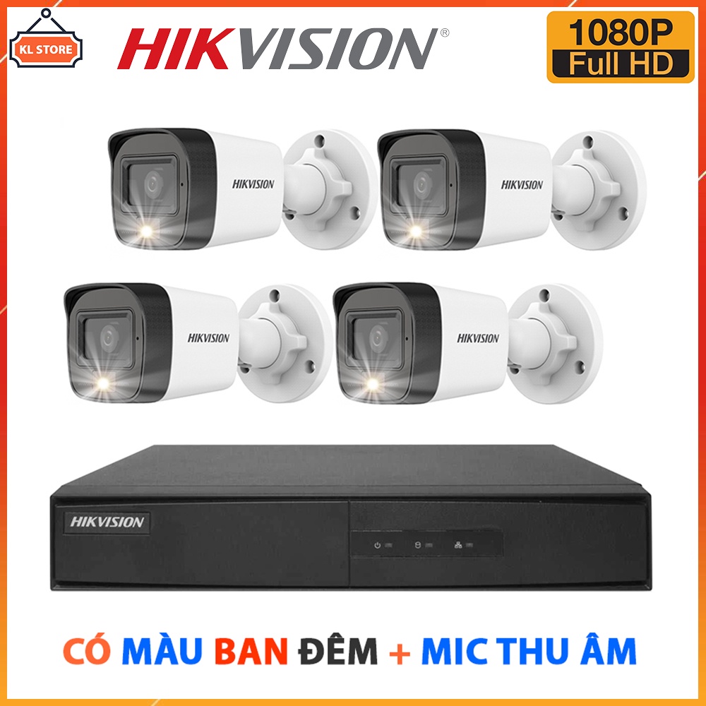 Bộ Camera Quan Sát Hikvision 2.0MP 1080P Quay Ban Đêm Có Màu Tích Hợp Mic Thu Âm