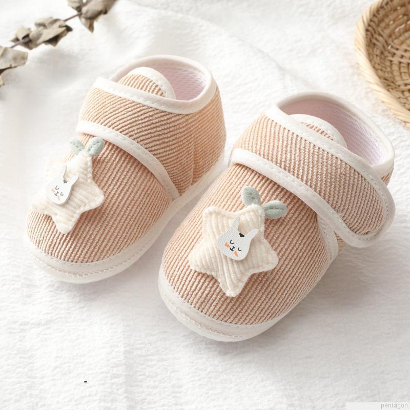 Giày tập đi bằng cotton đế mềm chống trượt họa tiết thỏ hoạt hình cho trẻ sơ sinh 0-18 tháng