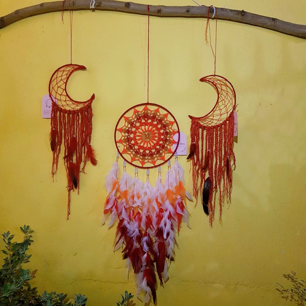 Set dreamcatcher the sun and the moon trang trí nhà cửa phong cách bắc âu màu trắng nhẹ nhàng