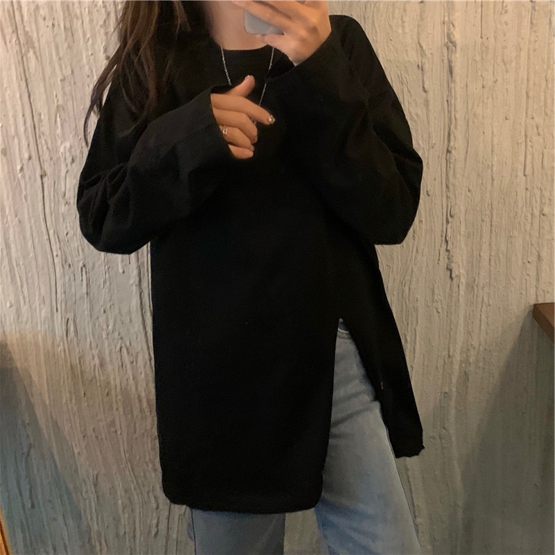 NRVP Áo thun tay dài cổ tròn phong cách thời trang Hàn Quốc 2021