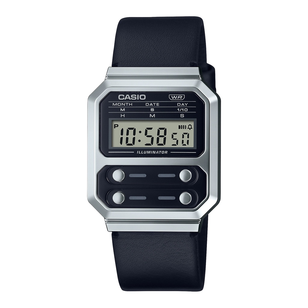 Đồng hồ nam/nữ Casio A100WEL-1A dây da thật, chống nước, hàng chính hãng