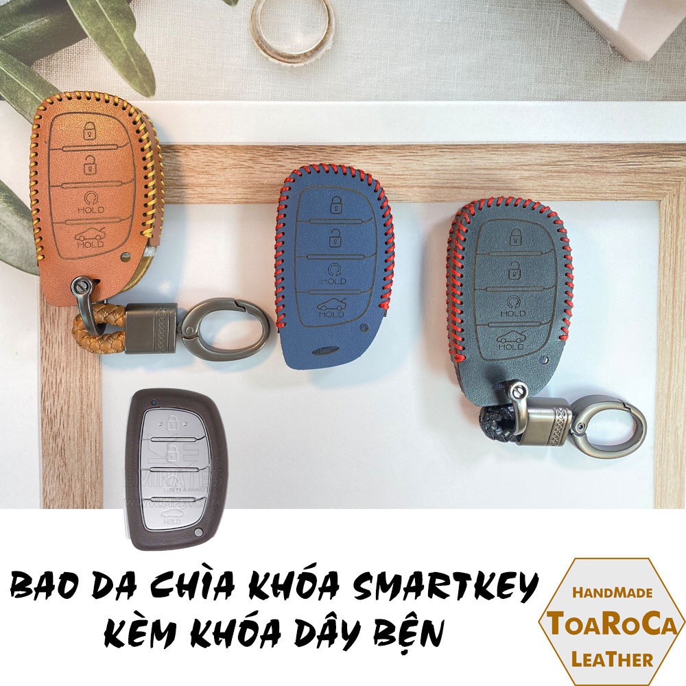 Bao da chìa khóa Hyundai Creta 2022, Stargazer 2022 2023 4 nút bấm  chìa khoá smartkey ô tô bằng da bò hanmade