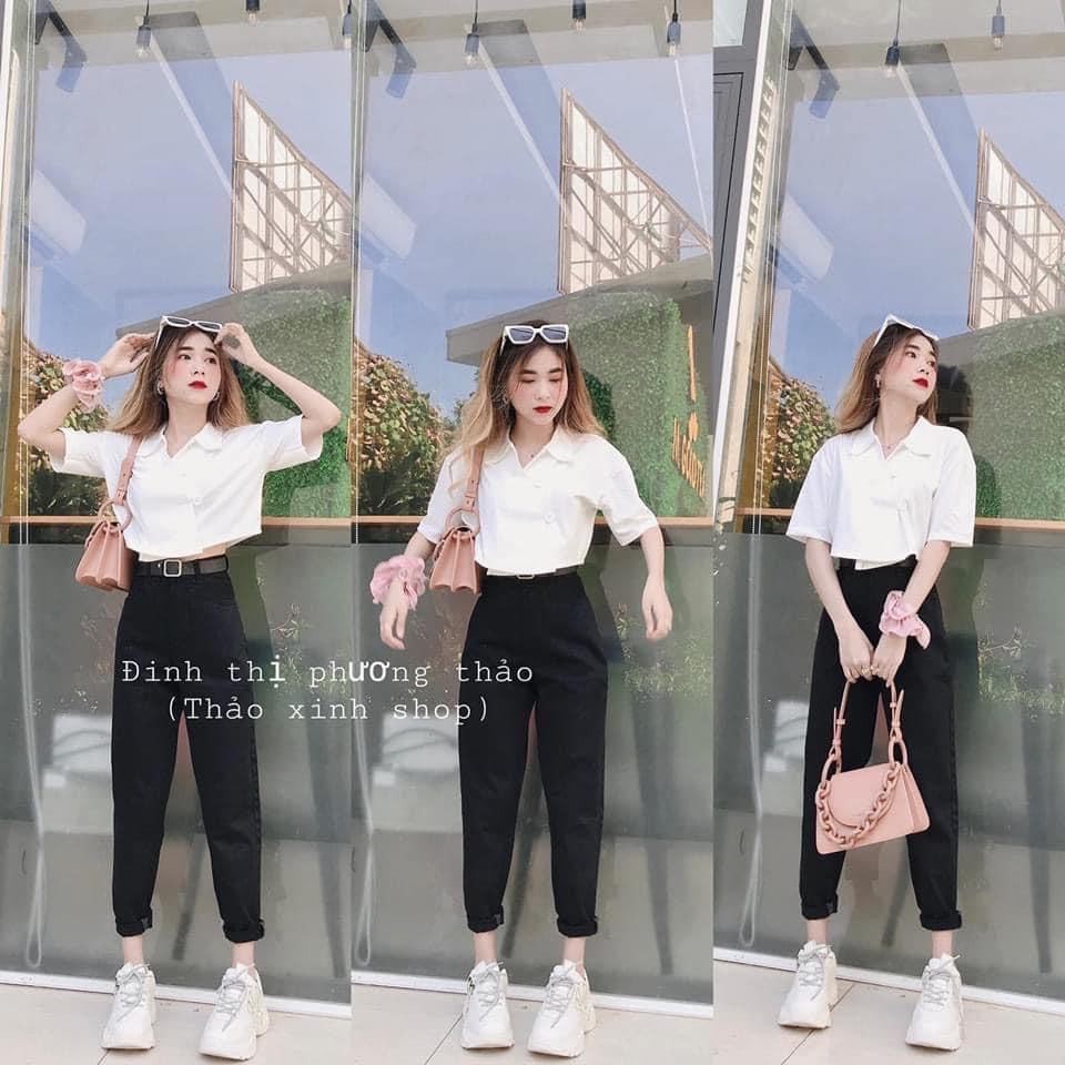 Quần Bò Baggy Nữ Loại 1💖FREESHIP💖Quần Baggy Đen Trơn Nữ Năng Động[Ảnh chụp thật] | BigBuy360 - bigbuy360.vn