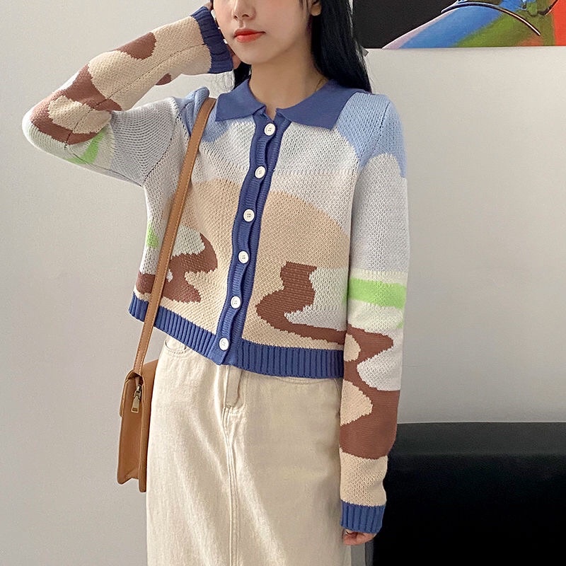 Korean Fashion lisa Pattern Long Sleeve Croptop Tops