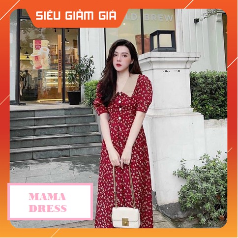 [GIÁ TIẾP THỊ] Đầm bầu thời trang thiết kế MAMADRESS cổ TRÒN REN với HỌA TIẾT HOA FREESIZE 45-70KG V11