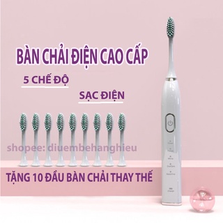 BÀN CHẢI ĐÁNH RĂNG ĐIỆN SONIC CAO CẤP ( TẶNG KÈM 10 ĐẦU BÀN CHẢI THAY THẾ)