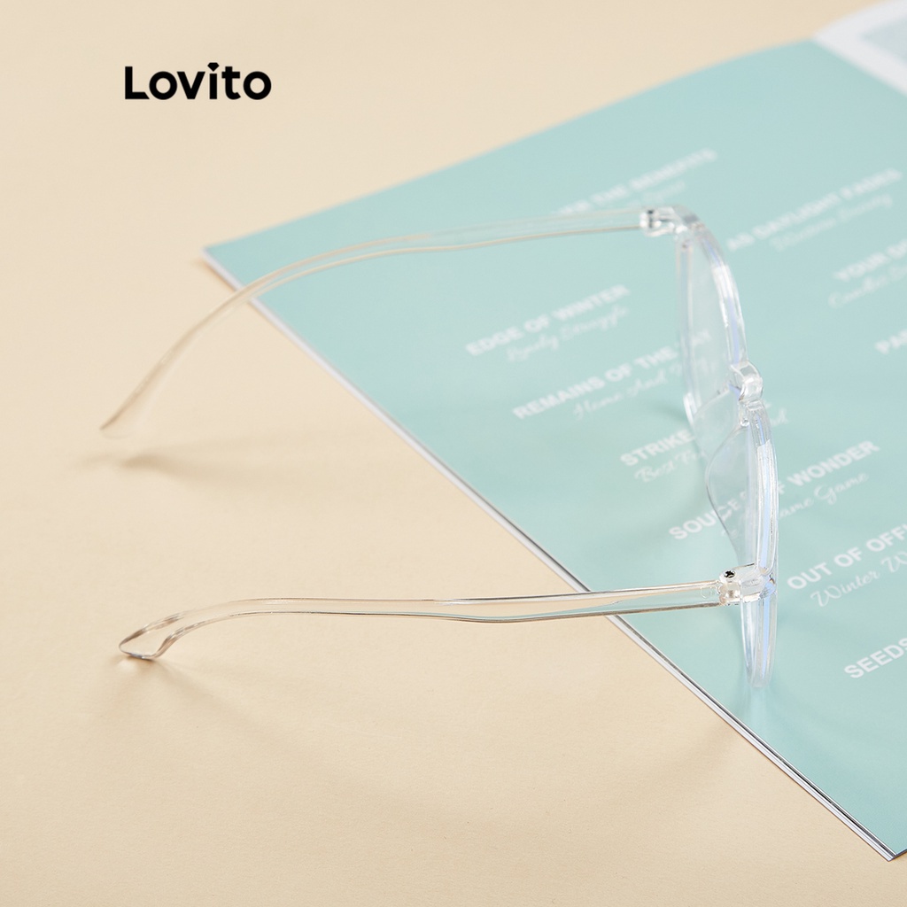 Mắt kính Lovito gọng tròn trong suốt phong cách thường ngày với hộp đựng L17M354