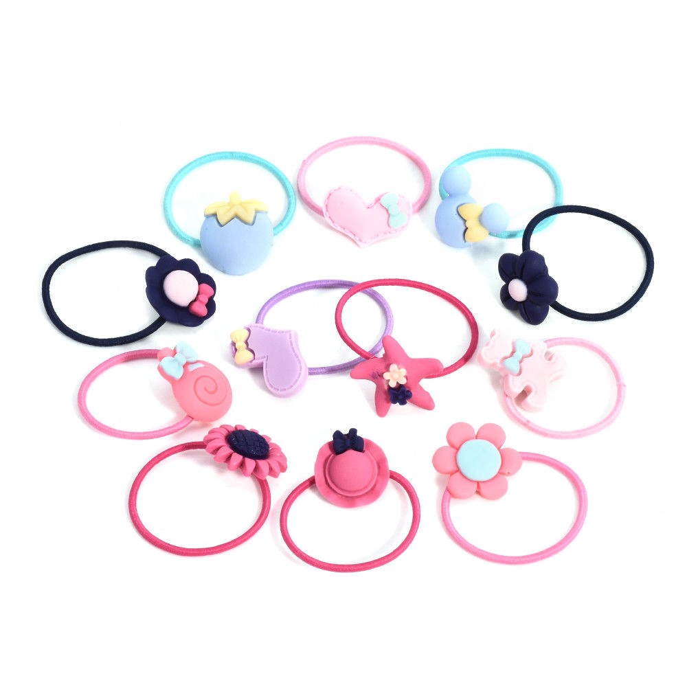 Bộ 10 dây buộc tóc co giãn thiết kế dễ thương cho nữ