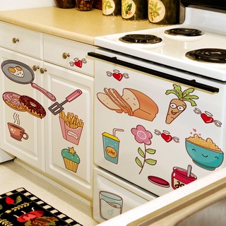 Diy Vinyl Rau Tươi Trái Cây Dâu Táo Cà tím Đáng Yêu Decal Nhà Bếp Tủ Lạnh Dán Tường