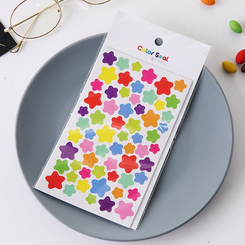 Sét 6 tấm sticker hình dán trang trí sổ album, hình dán cute trang trí sổ đáng yêu dễ thương