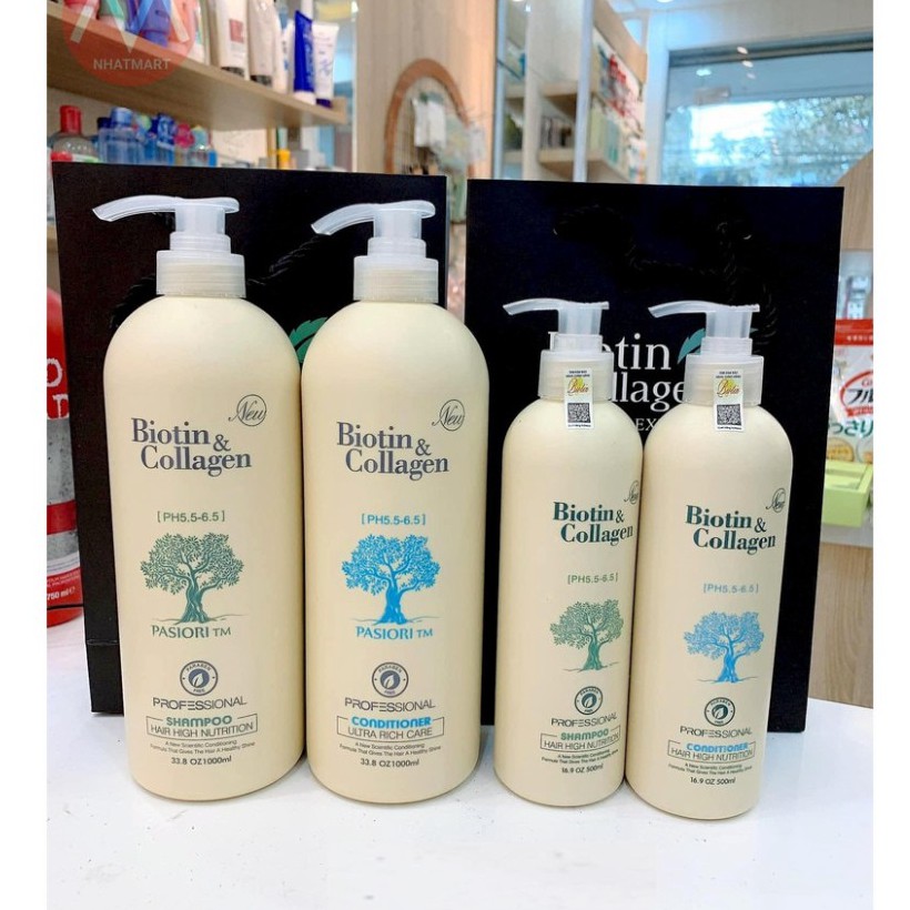 [Chính Hãng] Biotin Collagen - Cặp Dầu Gội + Xả Chống Rụng Kích Thích Mọc Tóc Siêu Mềm Mượt Biotin &amp; Collagen 1000ml