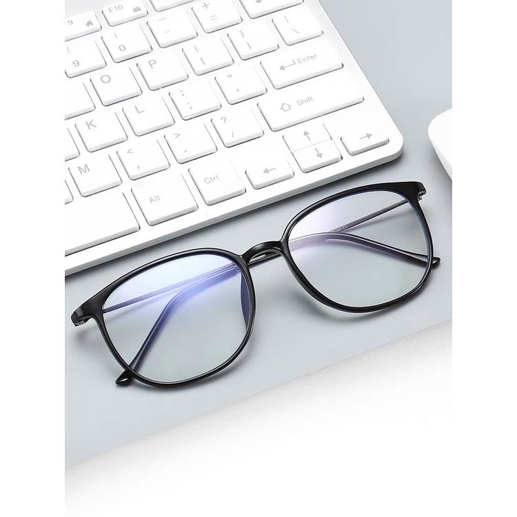 Mắt kính cận nam MEMO gọng tròn, càng kính kim loại mảnh nhẹ phong cách thời trang Hàn Quốc màu đen-R22